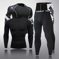 men gym clothing running t shirt long sports tights compression leggings thermal underwear base layer track suit men sportswear