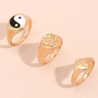 jewelry gifts women 3 piece retro gossip geometry angel elegant finger ring