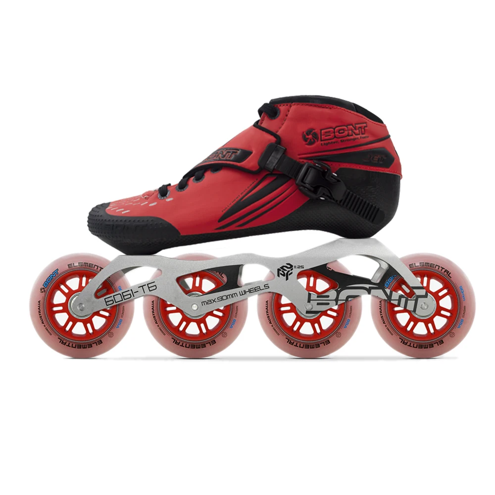 BONT Jet 2PT 165mm Matte Red Inline SKates Speed skates Carbon roller skates  Kids skates Women inline skates packages