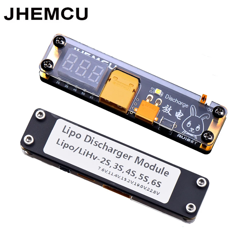 

JHEMCU Ruibet LIPO Discharger Module 2-6S Built-in LED Indicator 3.8V 0V Mode for RC XT30 XT60 LIPO Battery Storage Scrapping