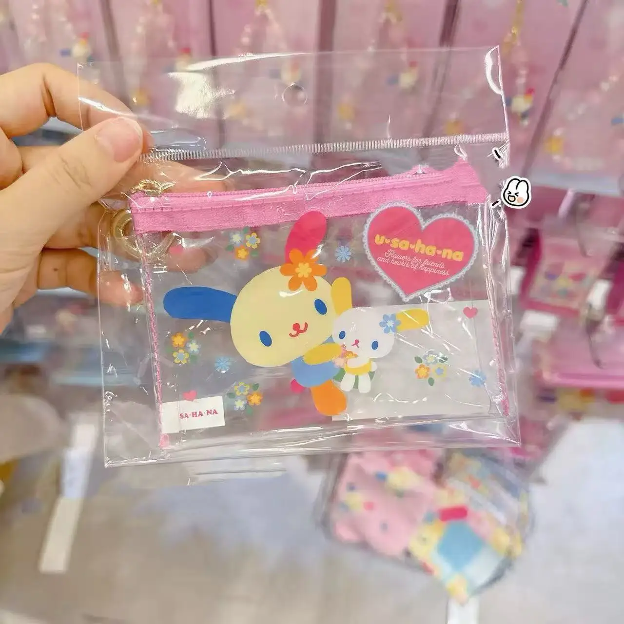 Фото Милый пенал Usahana Kawaii, прозрачный, с принтом, из ПВХ, сумка для хранения, мультяшная косметичка на молнии, аниме-аксессуар, подарок для друга №5