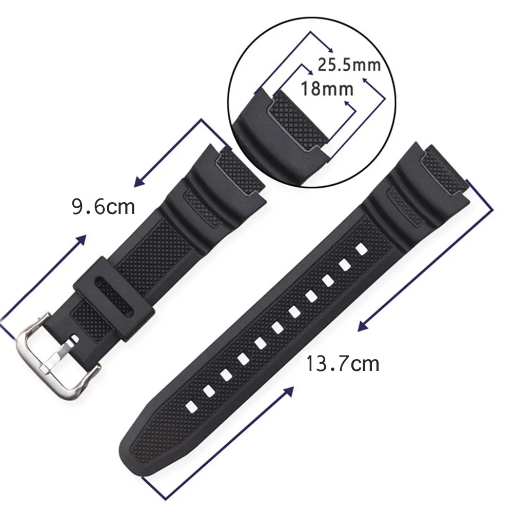 18mm Rubber Strap for Casio AQ-S810W/S800W AE-1000W SGW-400H/300H/500H W-735H Men's Replacement Silicone Watch Band Accessories