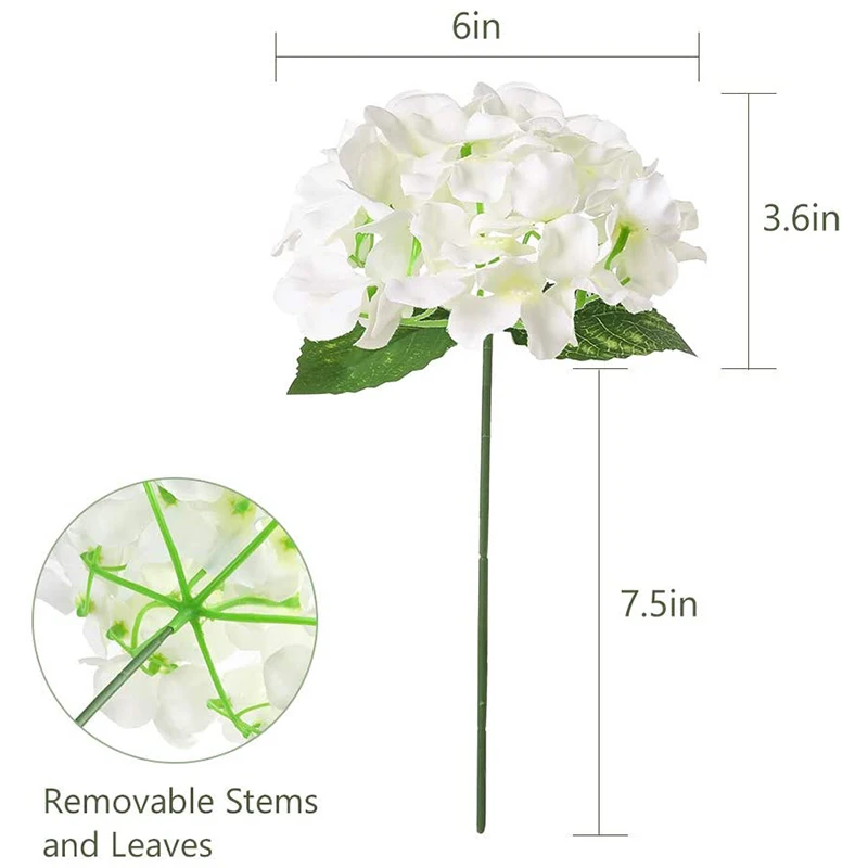 silk hydrangea flowers artificial flowers heads with twin leaves and stems for home wedding party decorations free global shipping