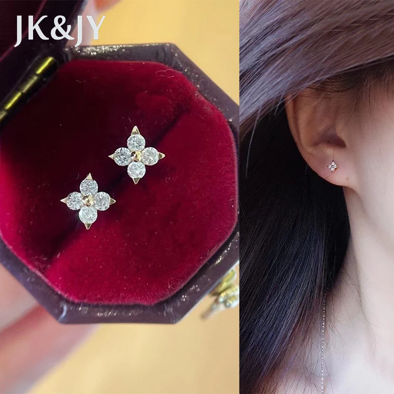 

JK&JY 100% 18K Gold Natural Diamond Stud Earrings Fashion Wedding Party Birthday Gift Fine Jewelry Factory Direct Wholesale