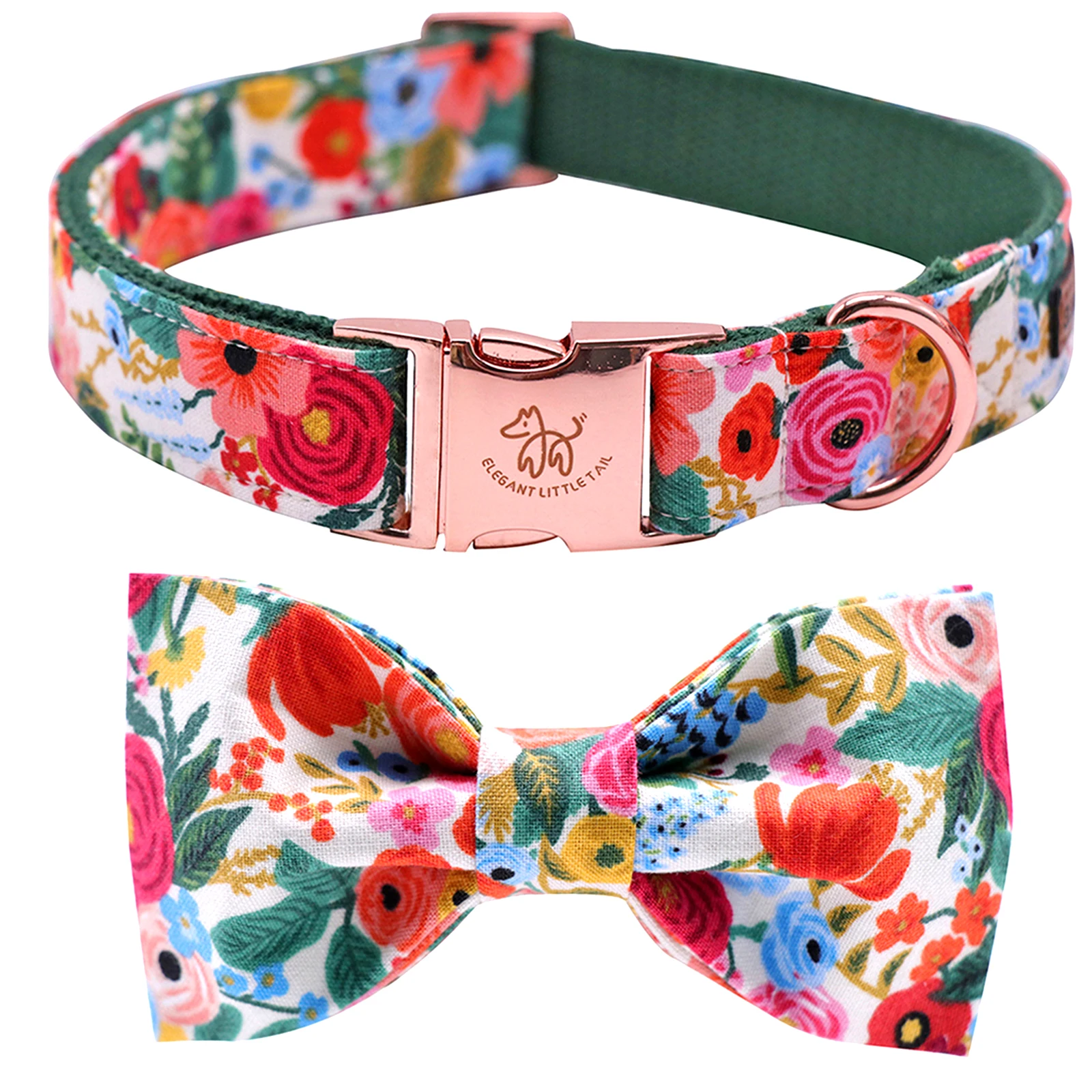 Elegant little tail Dog Collar with Bow Cotton Webbing Bowtie Dog Collar Adjustable Dog Collars for Small Medium Large Dogs