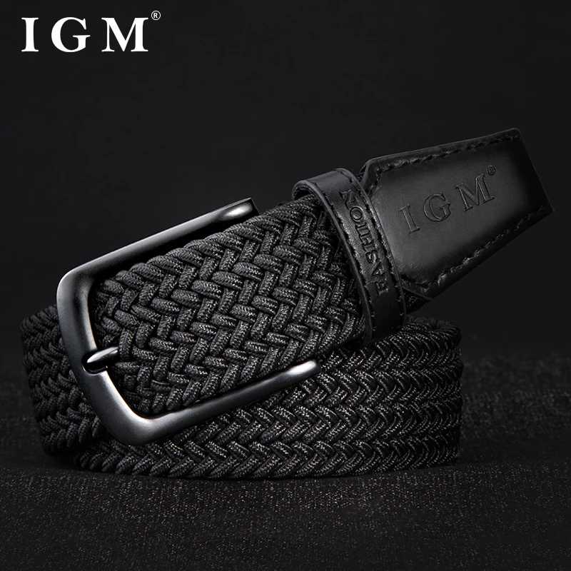 Men's Belt Business and Casual Versatile Jeans Perforated Elastic Canvas Belt Male Fashion Youth Student Korean Edition