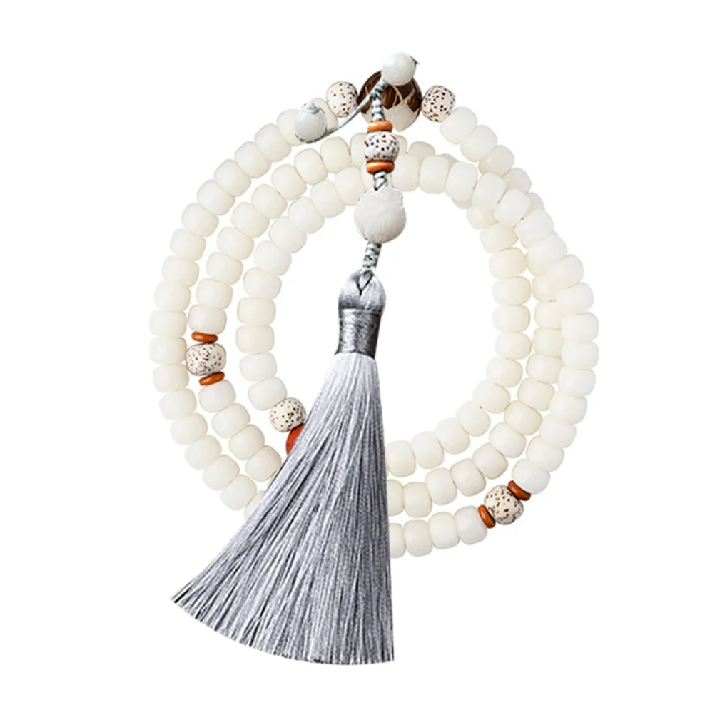 

Vintage Phone Lanyard White Jade Beading Phone Wrist Hanging Rope for Outdoor