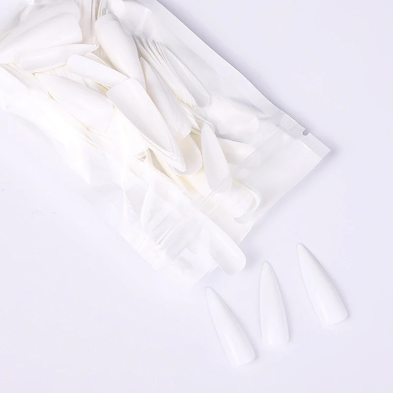 100PC Full Cover Fake Nails Mixed Color Black Red Pink Long Stiletto Press on Nail Art Tips 10 Size Acrylic False Nail Manicure 6