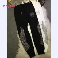 tiger pants women fall 2022 women beading wind crystals loose casual harem pants ankle banded pants fashion sweat pants women