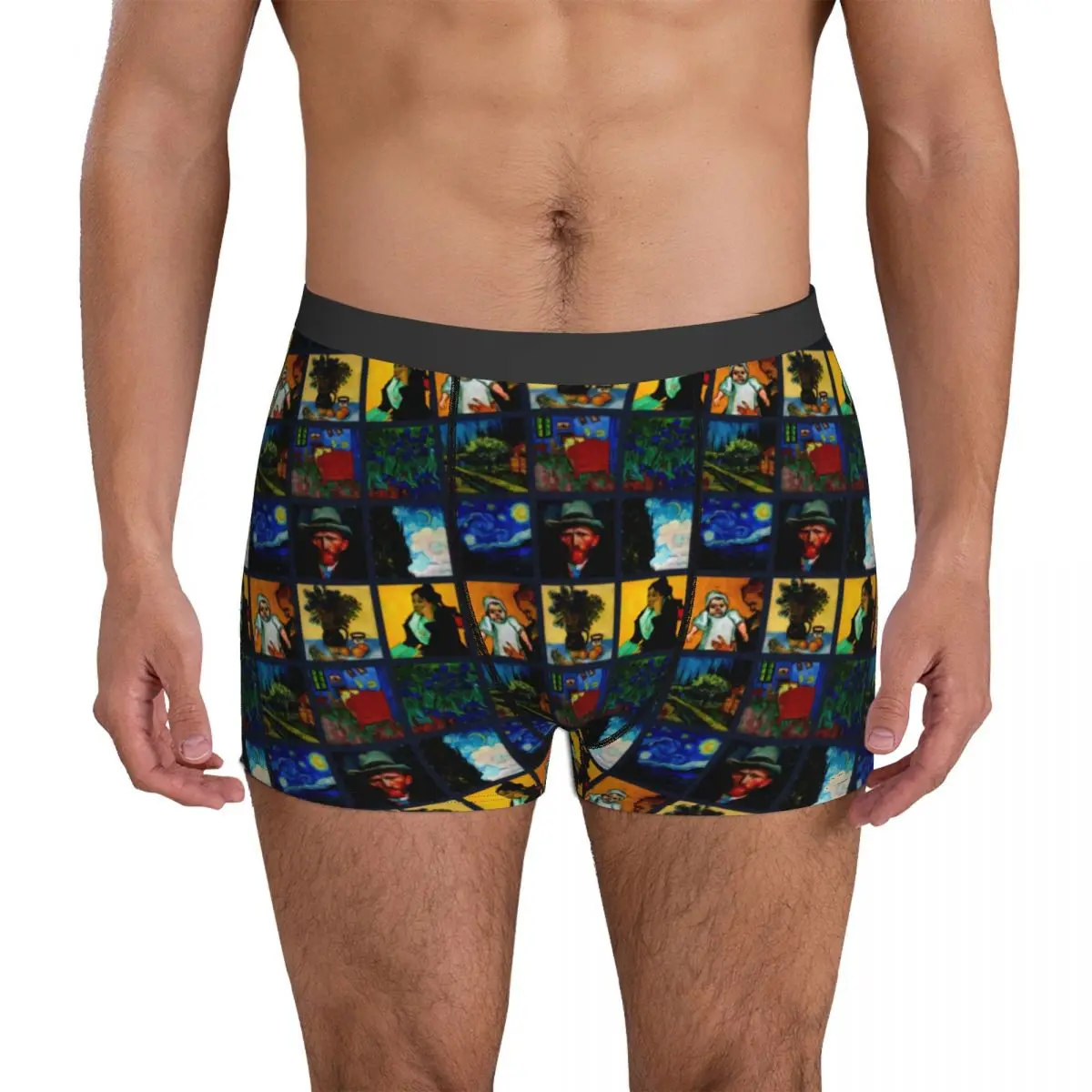 

Van Gogh Underwear Let Us Crazy 3D Pouch High Quality Trunk Print Boxer Brief Cute Males Panties Big Size 2XL