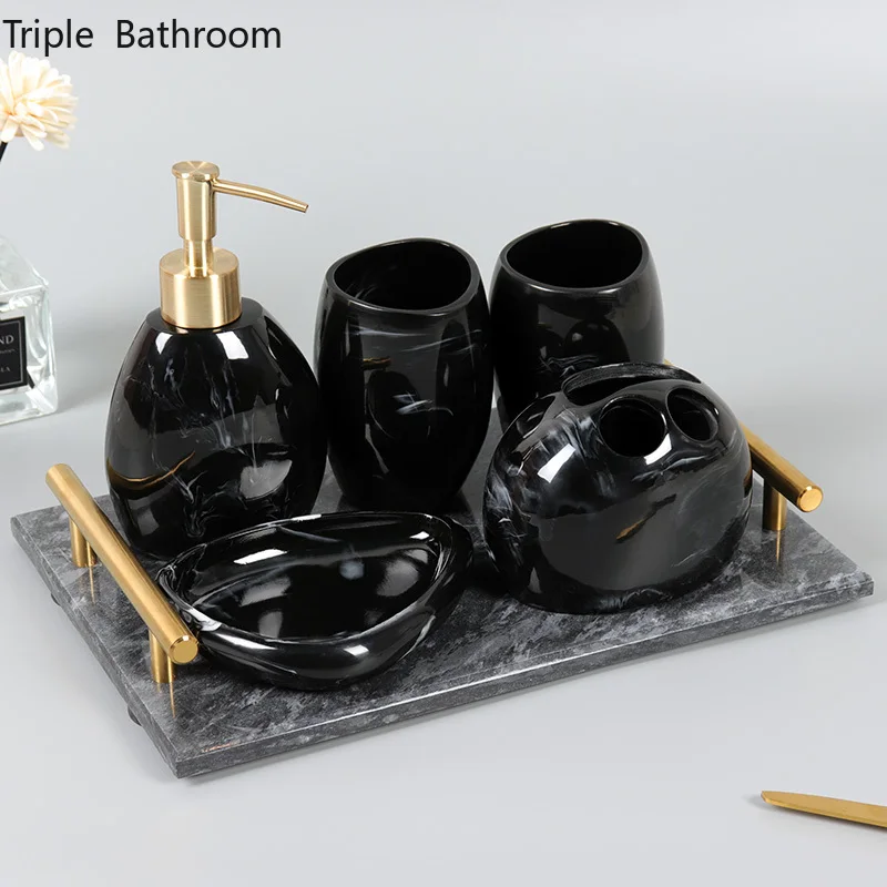 

Набор для ванной комнаты в скандинавском стиле, держатель из смолы, чашка для рта, дозатор жидкого мыла, стойка для мыла, набор из пяти предметов, аксессуары для мытья