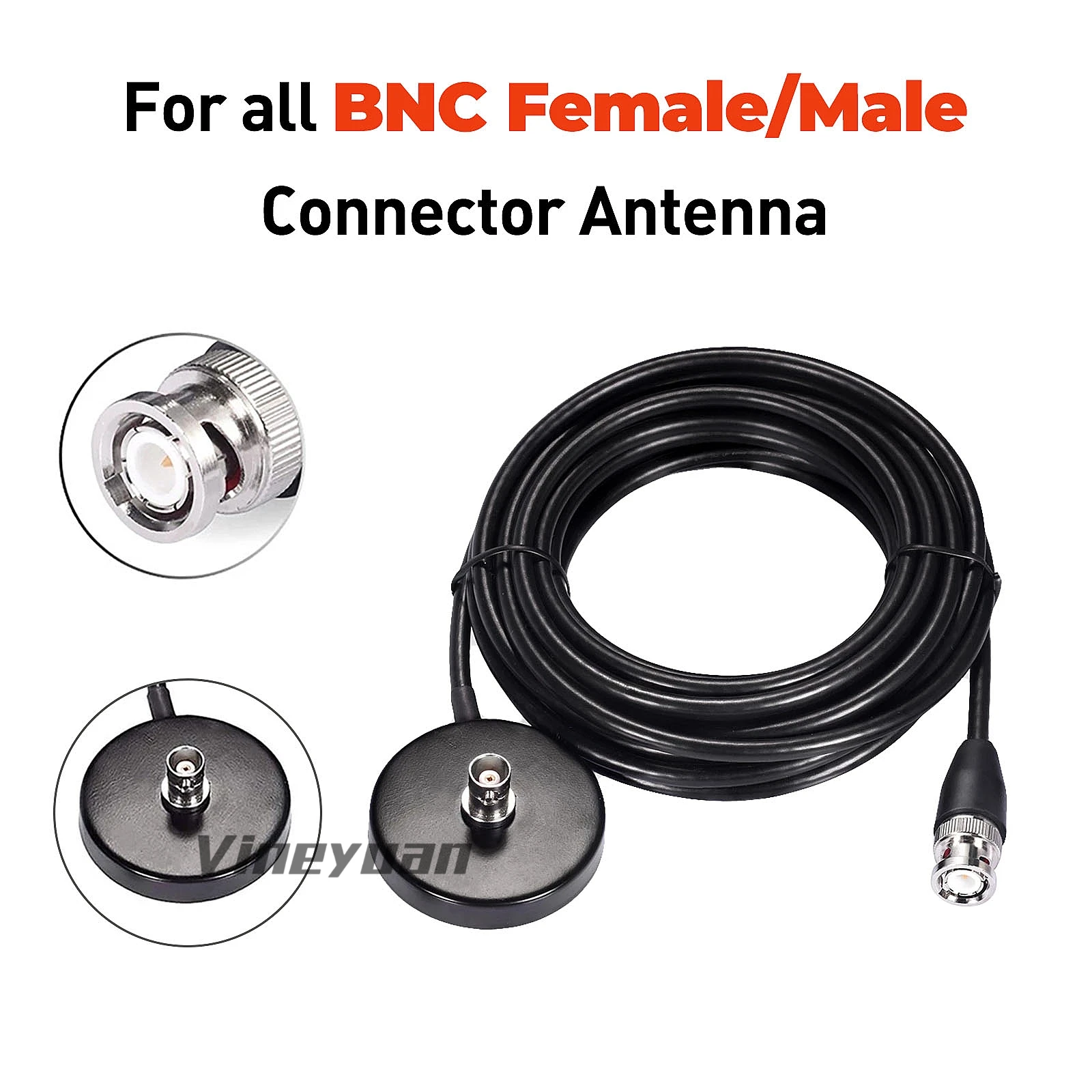 5M Magnetic Base Adapter Extension Cable  BNC Male Connector For Kenwood QYT CB Radio（Applicable to BNC Male CB Radio Antenna ）