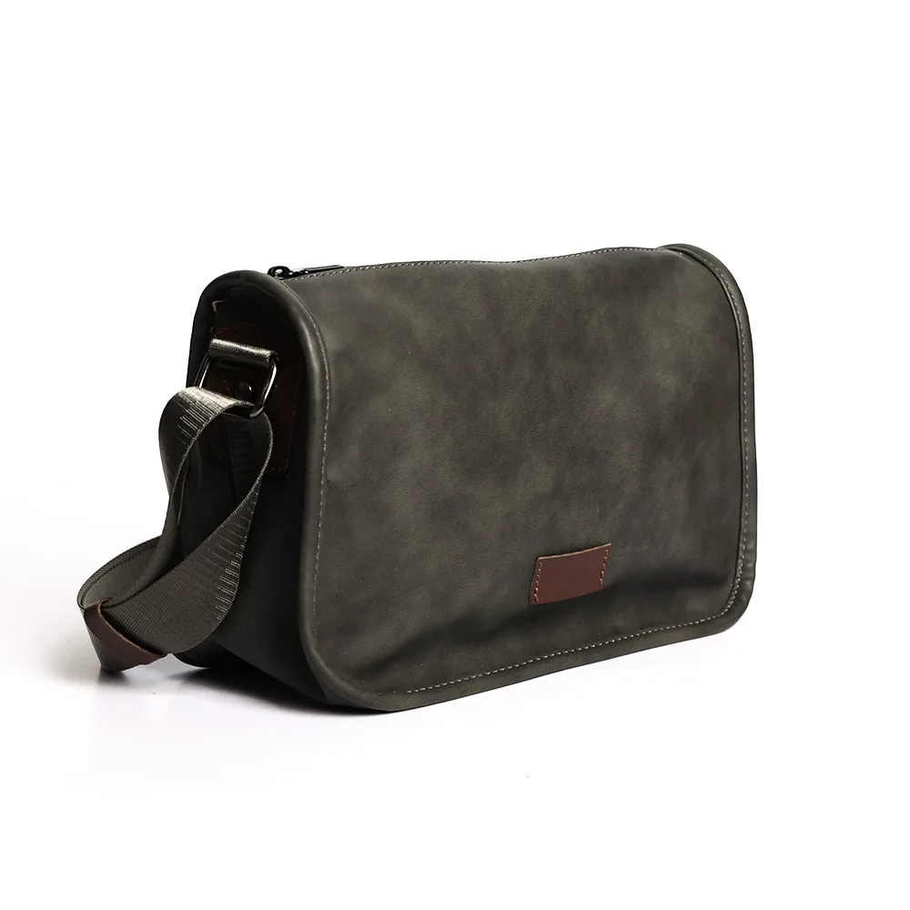 Men's Vintage Matte Leather Shoulder Bag Fashion Crossbody Bags for Summer Commuting Simple Square Chest Bag for Outdoor Cycling