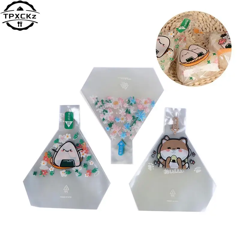 

50pcs Lovely Cartoon Triangle Rice Ball Packing Bag Nori Seaweed Onigiri Sushi Bag Sushi Making Mold Tools Bento Accessories