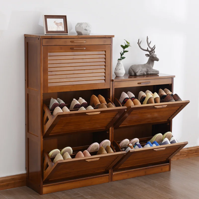 

Simple And Modern Chinese Style Entrance Shoe Cupboards Thin Section Large Capacity Shoe Rack Tipping Foyer Stand For Shoes