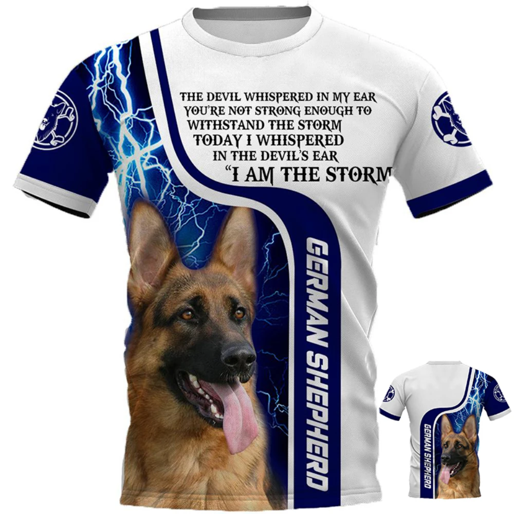 Футболка мужская с 3D-принтом немецкой швейцарской овчарки тенниска коротким