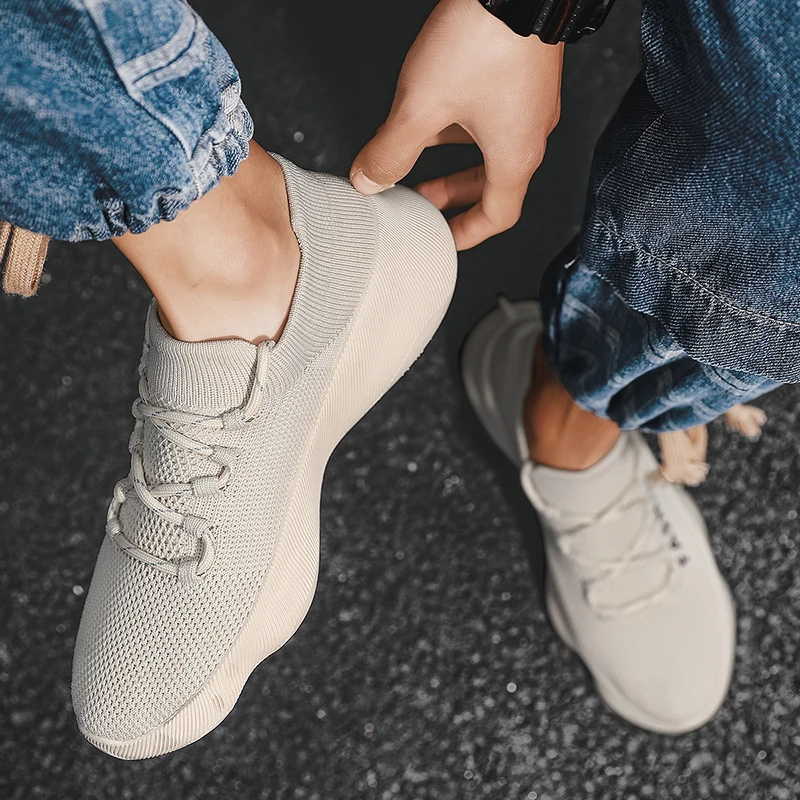 Sock Shoes for Men Sneakers Lightweight Walking Tennis Athletic Running Sports Shoes Men Fashion Solid Color Walking Footwear