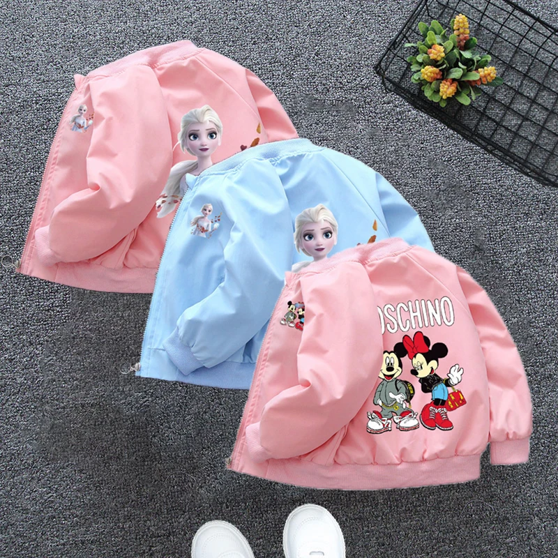 

Демисезонная куртка для девочек с мультипликационным рисунком, куртка для спорта и отдыха, новинка 2022, теплая детская одежда с длинным рука...
