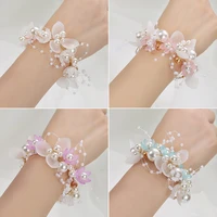 4 colors womens wrist flower super fairy forest pearl bracelet