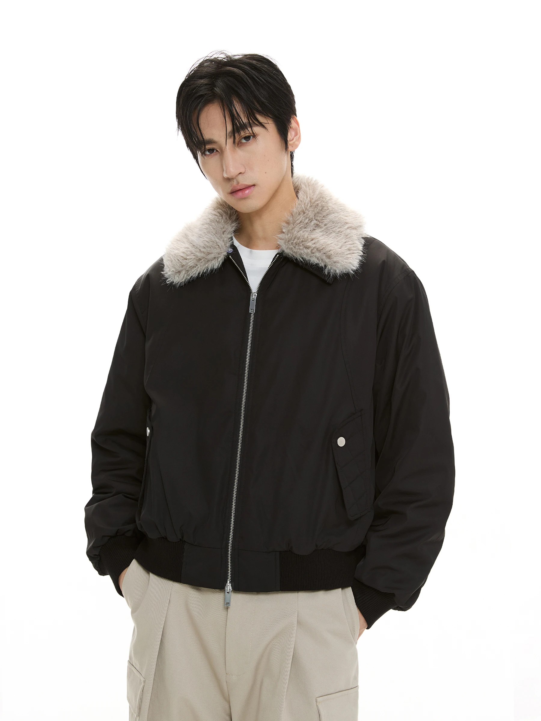 Dimc Detachable Fur Collar Contrast Color Short Cotton-Padded Coat New Winter Warm Cold-Proof Men and Women Cotton-padded jac...