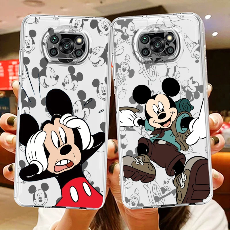 

Mickey Mouse Cool Transparent Phone Case For Xiaomi Poco X5 X4 X3 NFC F4 F3 GT M5s M4 M3 Pro C55 C50 5G Cover Shell Coque Fundas