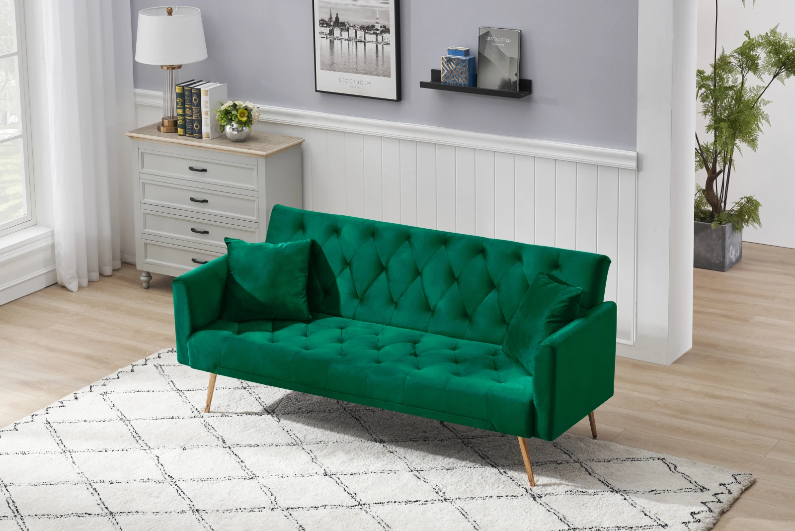 

Modern Sofas Variable Bed Sofa Multifunctional Soft Velvet Folding Sofa Home Living Room Furniture Durable Conical Legs