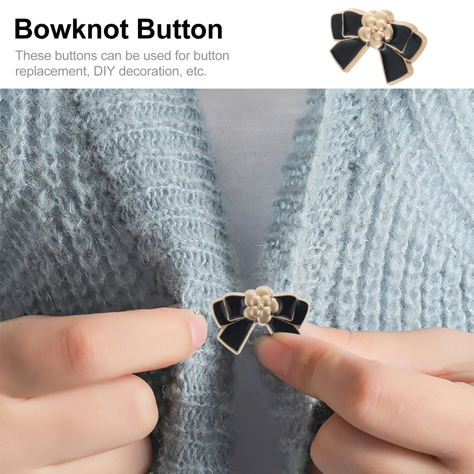 6-шт. Декоративные металлические пуговицы с бантом многофункциональный сменный