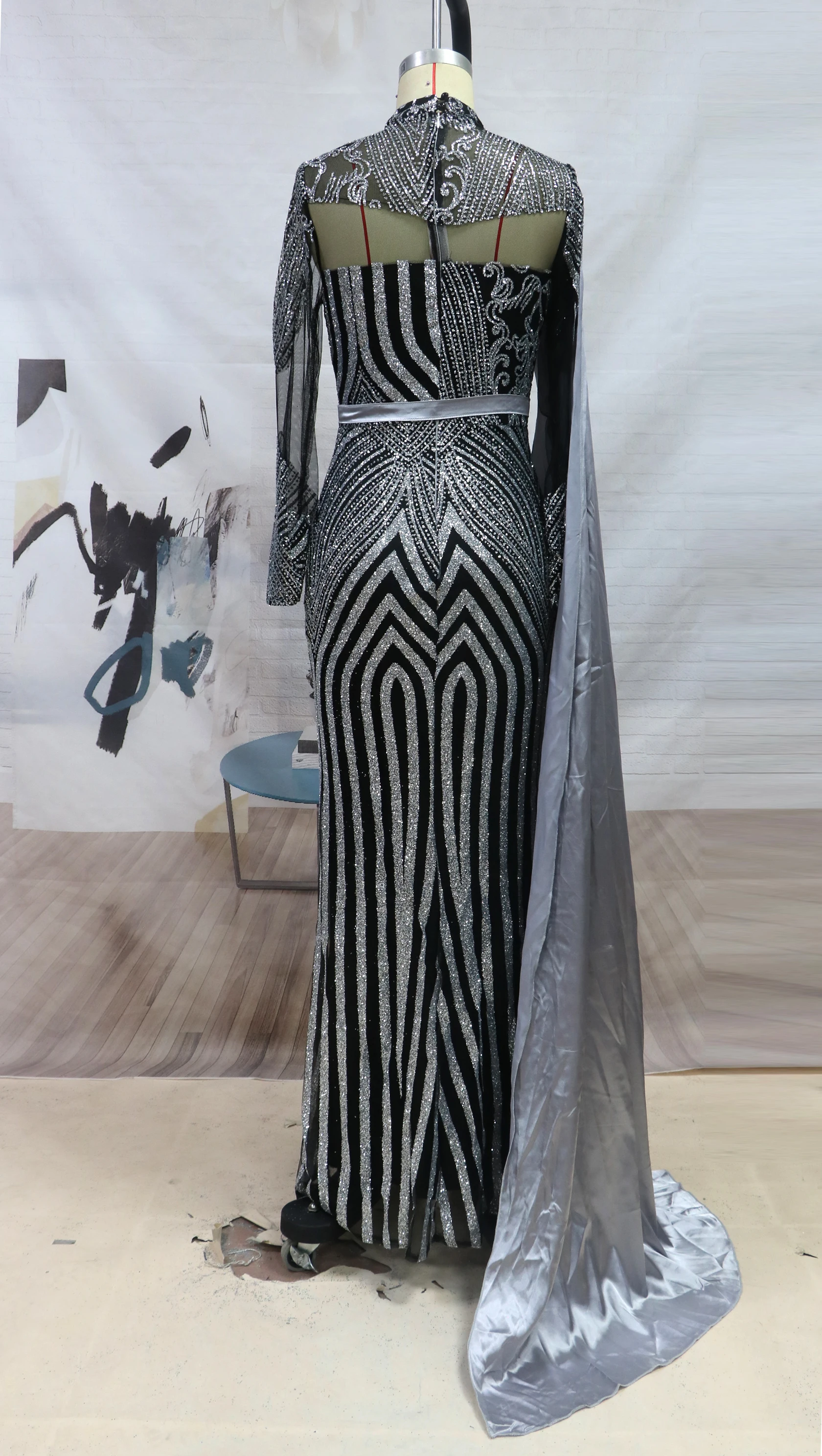 2023 New in Women Sequins Prom Formal Dress Solid Embroidery O-neck Long Sleeve Female Celebrity Party Maxi Dresses Vestidos