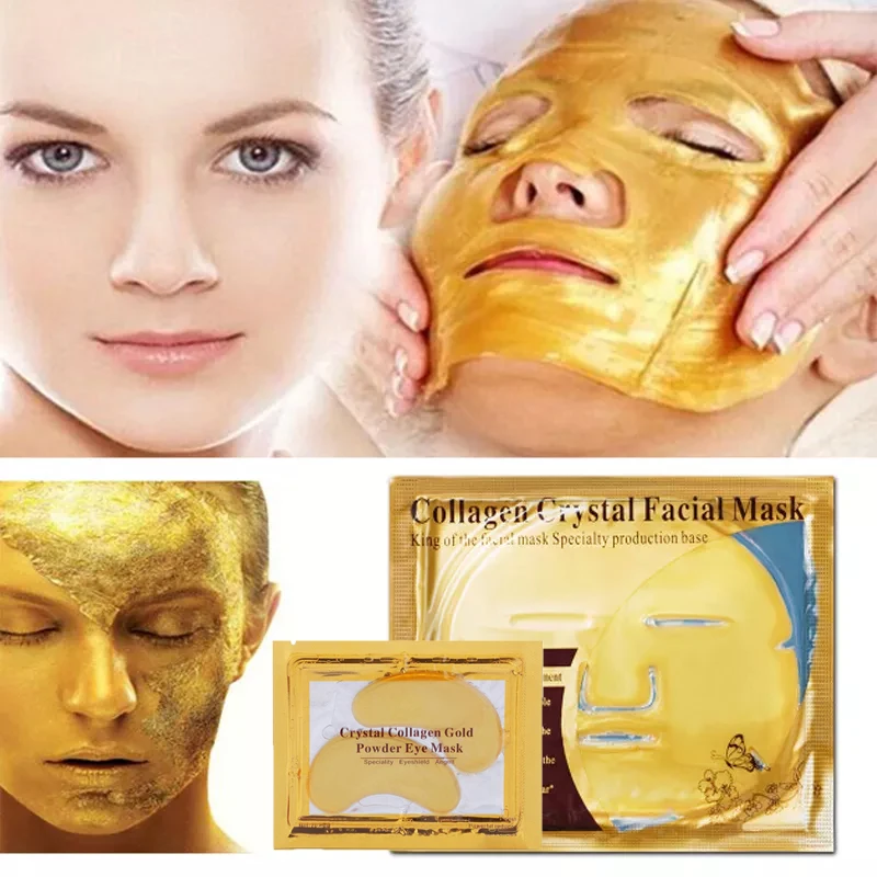 

20PCS Gold Bio Collagen Facial Mask Crystal Collagen 24k Gold Facial Mask Anti Wrinkle Whitening Moisturizing Sheet Mask