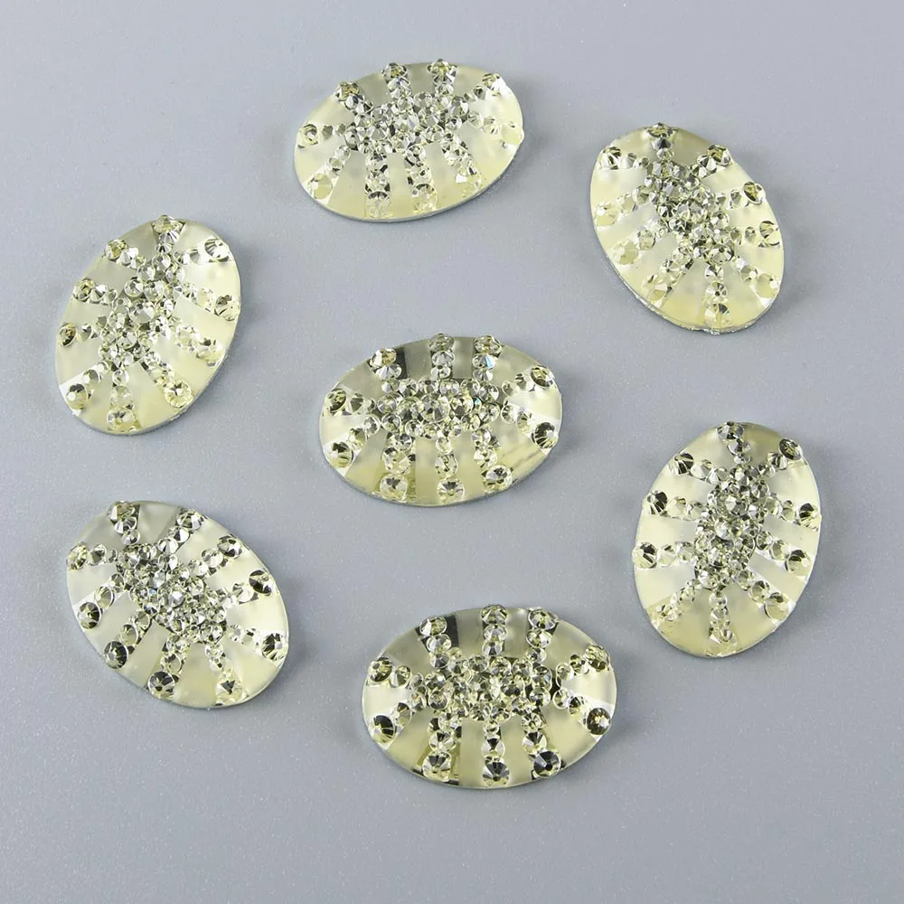 

15pcs 18*25mm Oval Resin AB Gem Jewelry Making Supplies Earring and Flatback Rhinestone Glue Lady Clothes Garment as Decoration