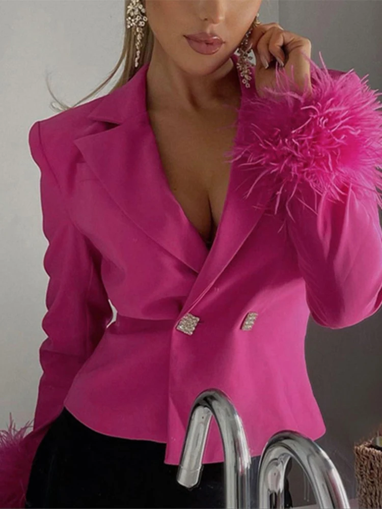 

Женский однотонный костюм-пиджак, повседневный элегантный однобортный короткий жакет для офиса, ASCO85834, осень