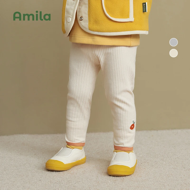 Amila Kids Leggings 2022 Spring and Autumn New Tight Cotton Trousers Baby Girls Warm Pants Soft  Children's Clothing