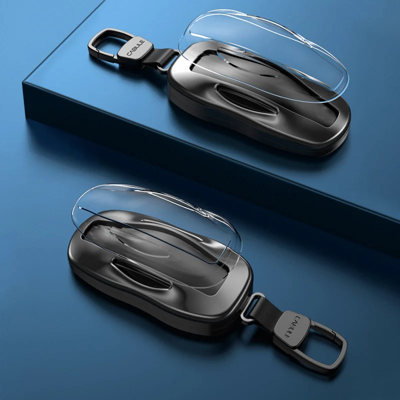 

1Pcs Car Key Case Cover With Belt Aluminum Alloy+TPU Key Shell Storage Bag Protector For Tesla Model S Model 3 Model X Model Y