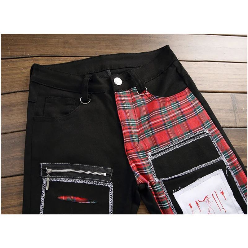 Streetwear Men Punk Vintage Black Splicing Self-cultivation Jeans Versatile Temperament  Pencil Pants Female 2022 Autumn New