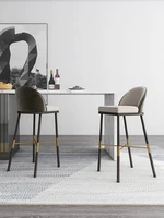Bar chair modern simple iron art Nordic household backrest high stool light luxury bar chair bar stool high-end club