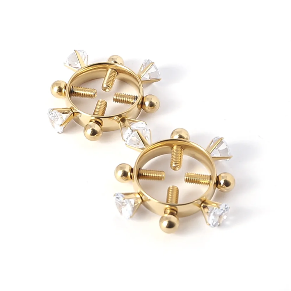 BDSM 2PCS Nipple Clamps Stainless Steel Crystal Ring Breast Clips Stimulator Erotic SM Toys For Women 5 Colors To Choose - купить по