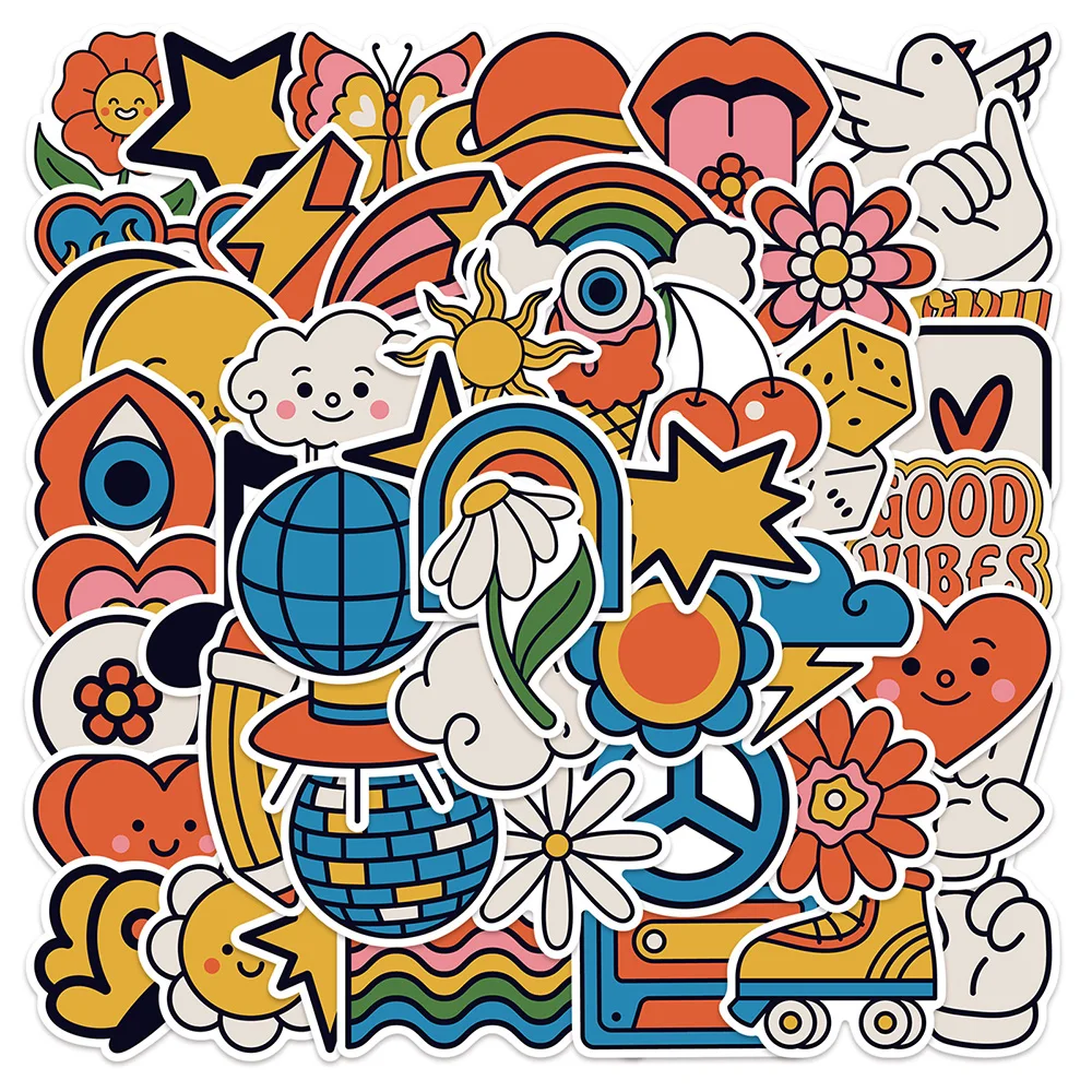 

10/30/50 шт. милые Мультяшные стикеры хиппи наклейки DIY украшения чемодан ноутбук телефон канцелярские товары забавные крутые Детские стикеры ...