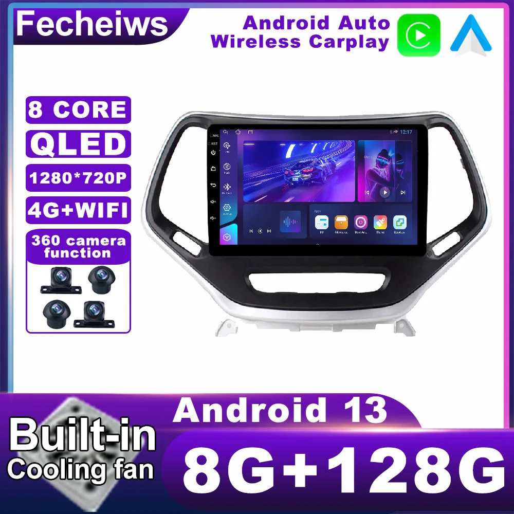 

Автомобильный радиоприемник 10,1 дюймов Android 13 для Jeep Cherokee 5 2014-2018, Wi-Fi, RDS, мультимедиа, ADAS, AHD, No 2din, 4G, LTE, навигация, GPS, BT, DSP