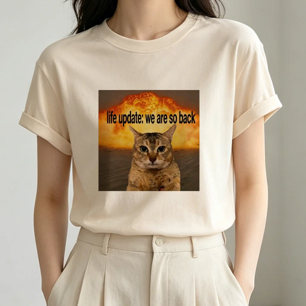 Фото Футболки Meimei Cat для девушек, корейская мода 80-х, стиль 