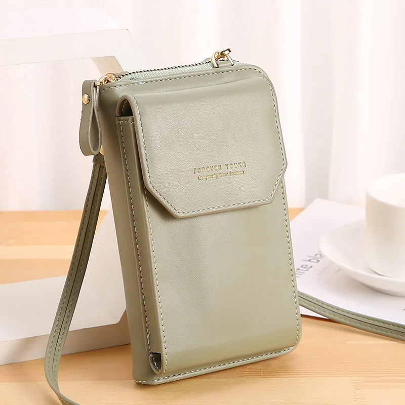 2023Ladies wallet PU leather long mobile phone bag 2020 fashion Korean multifunctional student wallet diagonal ticket folder