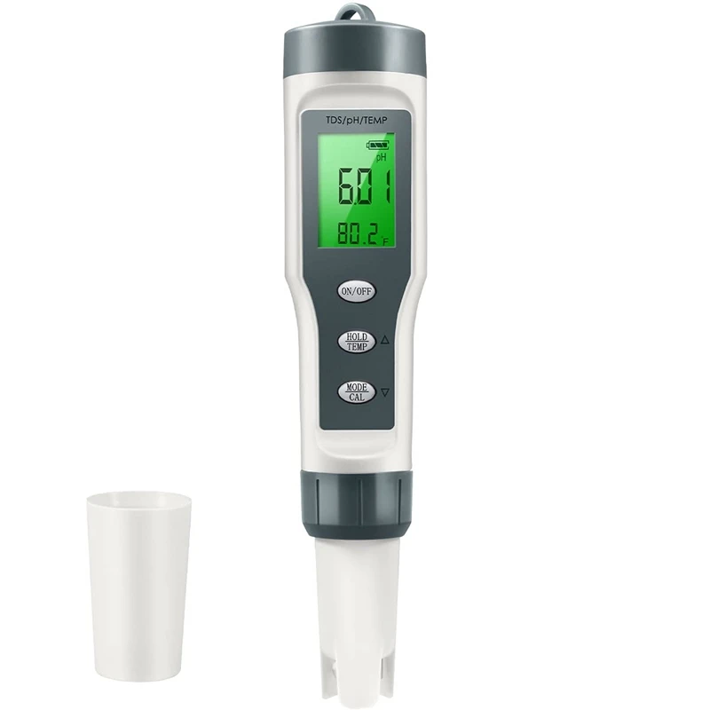 

PH Meter, 3-In-1 TDS/PH/Thermometer, With ATC, 0.01 Resolution High Precision, Data Lock Function, LCD Display