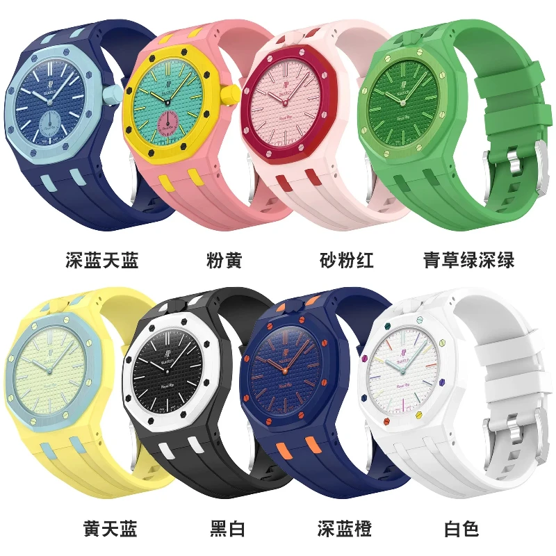 Фото Силиконовый ремешок для часов Ap&Watch Swatch, брендированный ремешок для карманных часов Ap Royal Pop Co, различные цвета на выбор, аксессуары для часов №2