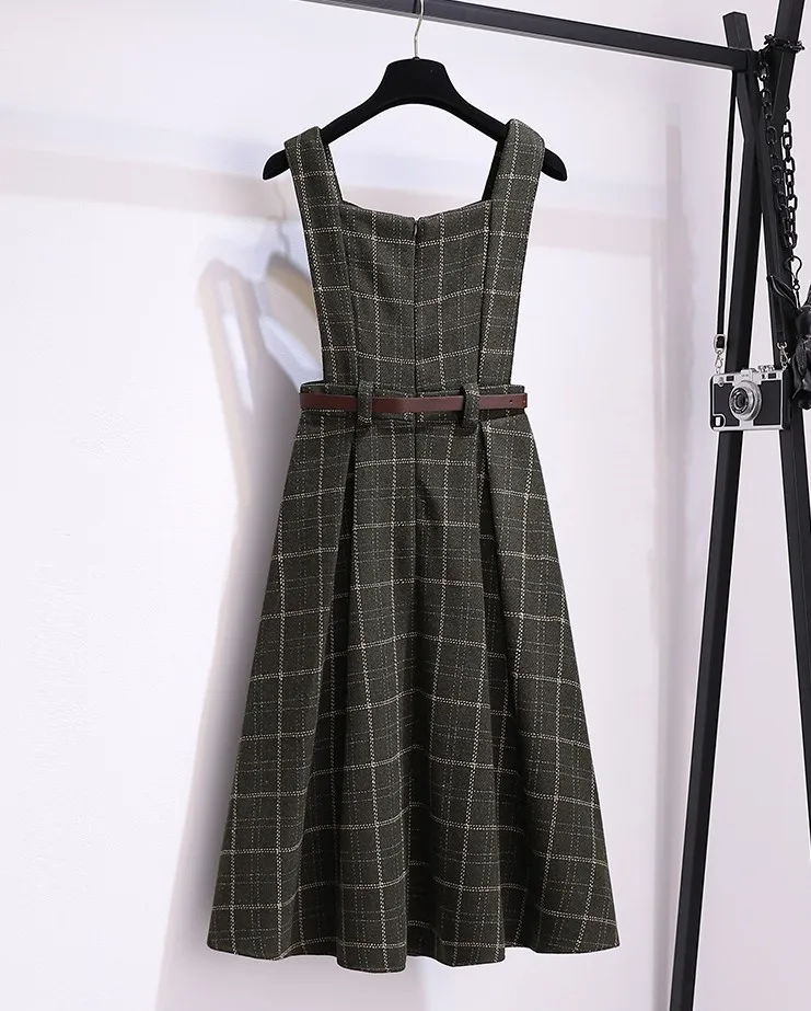 Женское твидовое платье в клетку офисное повседневное ТРАПЕЦИЕВИДНОЕ