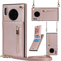 zipper wallet for p30 pro p40 lite mate40 mate30 mate20 case with card holder lanyard strap crossbody leather cover soft