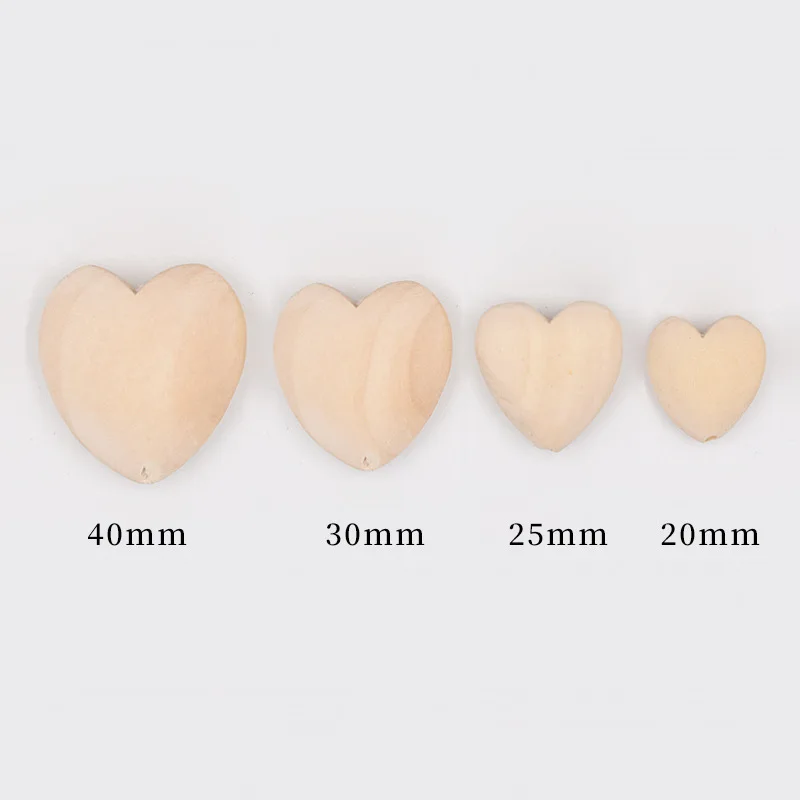 12 Pcs / Lot DIY Jewelry Accessories 20-40mm Wooden Love Peach Heart Love Painted Wood Chips Wooden Handicraft Pendant