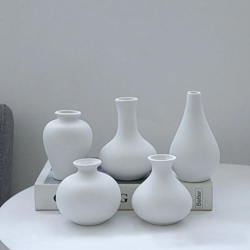 Ceramic Vase Rooms Decor 5 Set Cute Modern Nordic Style Small Vases Decoration Home Mini Flower Gift Living Room Simple Deco