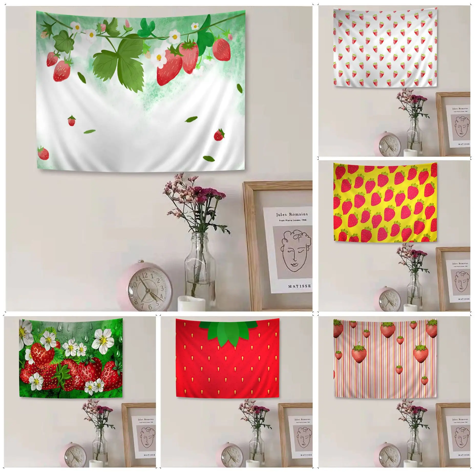 

Cute Strawberry Anime Tapestry Japanese Wall Tapestry Anime Decor Blanket