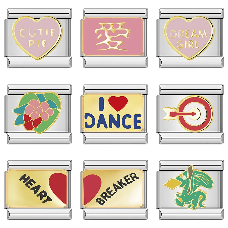 Hapiship, лидер продаж 2023, модные сердца, любовь, драгоценные звенья, подходит для браслета 9 мм, изготовление из нержавеющей стали своими руками, ювелирные изделия