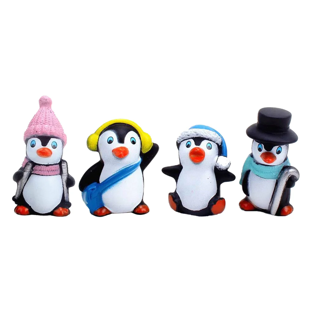 

Penguin Cake Christmas Decoration Figurines Animal Birthday Ornament Miniature Party Mini Landscape Globes Snow Animals Decor