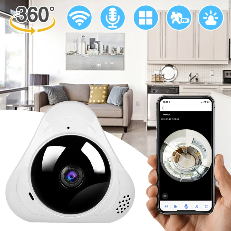 

1080P HD 360° Panoramic Cameras Wifi Smart Home Surveillance Security Small Fisheye Camcorder Night Vision Espia CCTV Cameras TF